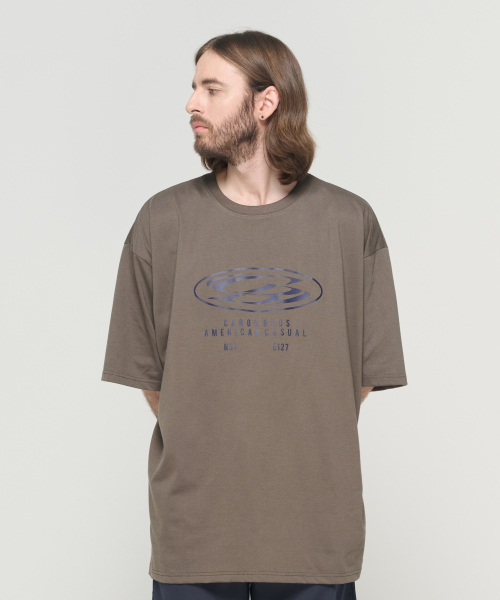 CARGOBROS（カーゴブロス）の「(ビッグサイズ) ラウンドサークルロゴ半袖Tシャツ (カーキ)（Tシャツ/カットソー・メンズ・その他・FREE）」の2枚目の写真