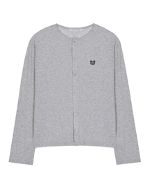 RIBBED BUTTERFLY PATCH CARDIGAN_GRAY
