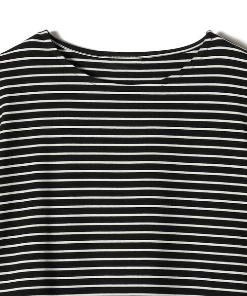 SHIPS Colors(シップス カラーズ)の「SHIPS Colors:〈洗濯機可能〉リンク レース コンビ TEE◇(Tシャツ/カットソー・レディース・ブラック/オフホワイト・ONE SIZE)」の7枚目の写真