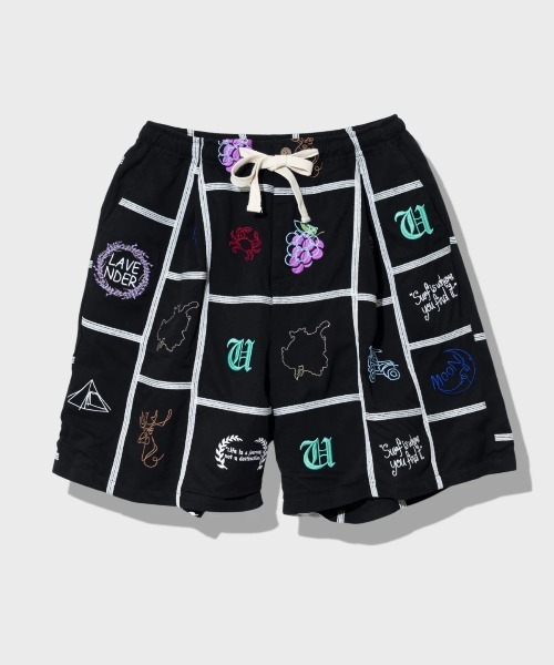 Universal Style Wear(ユニバーサルスタイルウェア)の「Universal Style Wear/ユニバーサルスタイルウェア Patchwork embroidery shorts(その他パンツ・メンズ・ブラック・LARGE/MEDIUM)」の1枚目の写真