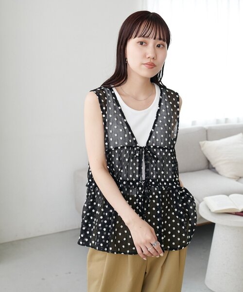 DISCOAT(ディスコート)の「花柄シアーベスト(ベスト・レディース・ブラック系その他/オフホワイト/アイボリー/ブラック・FREE)」の12枚目の写真