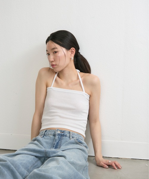 NUJOH（ヌゾ）の「Straight Neck Tube Top / ストレートネックチューブトップ（タンクトップ・レディース・グレー/アイボリー/ブラック・FREE）」の9枚目の写真