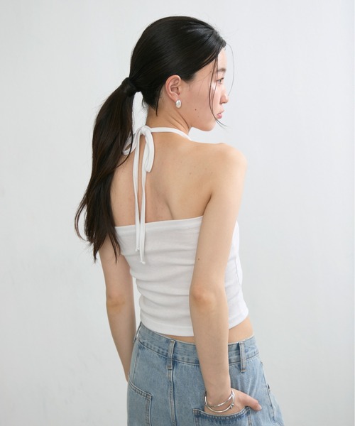 NUJOH（ヌゾ）の「Straight Neck Tube Top / ストレートネックチューブトップ（タンクトップ・レディース・グレー/アイボリー/ブラック・FREE）」の8枚目の写真