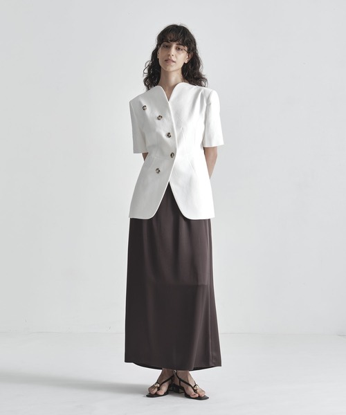 THE TOKYO(ザトウキョウ)の「【THE TOKYO/ザトウキョウ】Satin Tight Skirt/トリアセテートダブルサテンスカート(スカート・レディース・ベージュ/ブラウン/ブラック・2/1)」の1枚目の写真