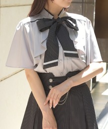 axes femme | リボン×フラシ半袖ブラウス(シャツ/ブラウス)