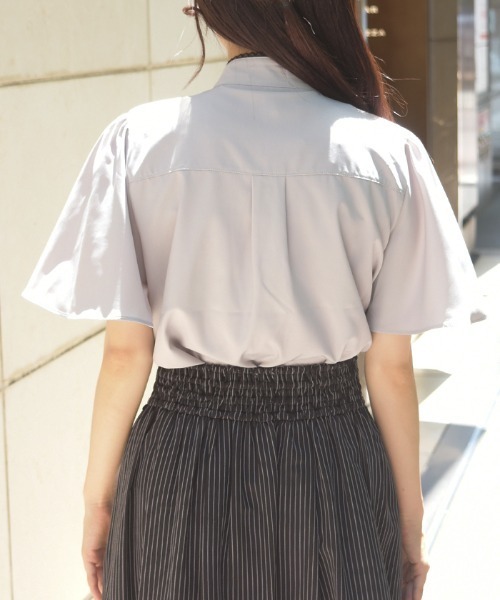 axes femme(アクシーズファム)の「リボン×フラシ半袖ブラウス(シャツ/ブラウス・レディース・ホワイト/グレー/レッド・MEDIUM/LARGE)」の6枚目の写真