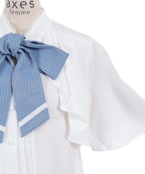 axes femme(アクシーズファム)の「リボン×フラシ半袖ブラウス(シャツ/ブラウス・レディース・ホワイト/グレー/レッド・MEDIUM/LARGE)」の13枚目の写真