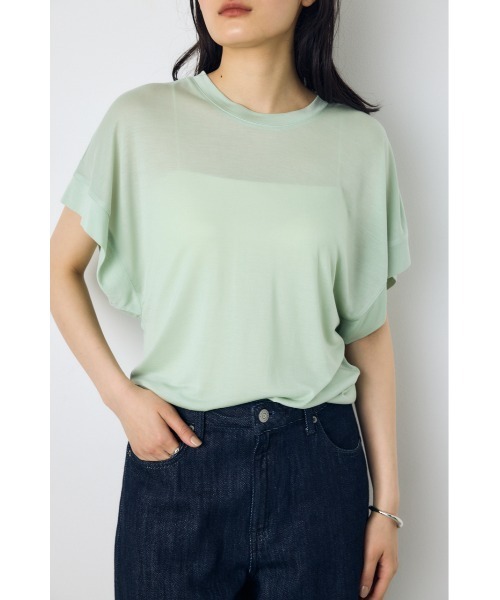 AZUL by moussy(アズールバイマウジー)の「ドレープフレンチスリーブTシャツ(Tシャツ/カットソー・レディース・オフホワイト/ベージュ/ブラック/ミント・SMALL/MEDIUM)」の1枚目の写真