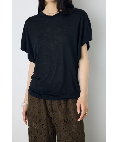 AZUL by moussy(アズールバイマウジー)の「ドレープフレンチスリーブTシャツ(Tシャツ/カットソー・レディース・オフホワイト/ベージュ/ブラック/ミント・SMALL/MEDIUM)」の3枚目の写真