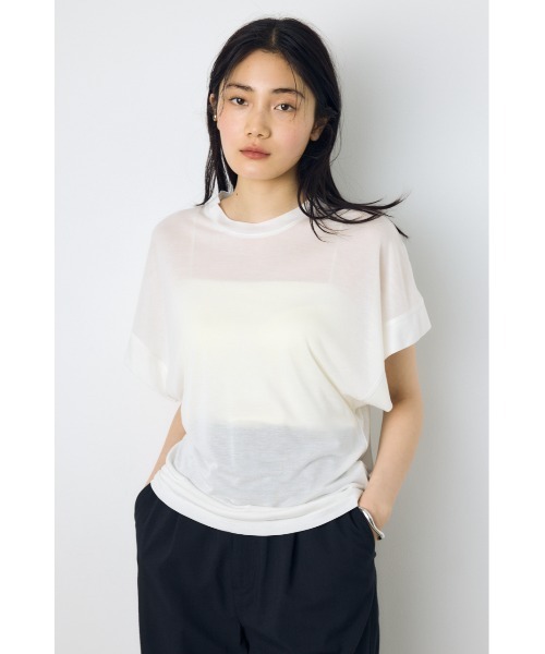 AZUL by moussy(アズールバイマウジー)の「ドレープフレンチスリーブTシャツ(Tシャツ/カットソー・レディース・オフホワイト/ベージュ/ブラック/ミント・SMALL/MEDIUM)」の5枚目の写真