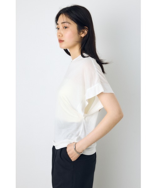 AZUL by moussy(アズールバイマウジー)の「ドレープフレンチスリーブTシャツ(Tシャツ/カットソー・レディース・オフホワイト/ベージュ/ブラック/ミント・SMALL/MEDIUM)」の6枚目の写真