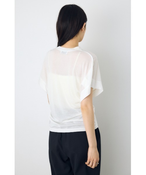 AZUL by moussy(アズールバイマウジー)の「ドレープフレンチスリーブTシャツ(Tシャツ/カットソー・レディース・オフホワイト/ベージュ/ブラック/ミント・SMALL/MEDIUM)」の7枚目の写真