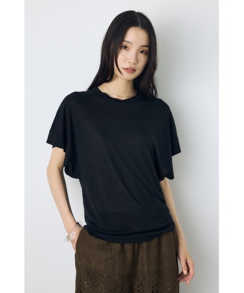 AZUL by moussy(アズールバイマウジー)の「ドレープフレンチスリーブTシャツ(Tシャツ/カットソー・レディース・オフホワイト/ベージュ/ブラック/ミント・SMALL/MEDIUM)」の12枚目の写真
