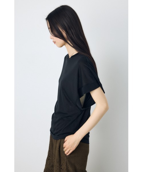 AZUL by moussy(アズールバイマウジー)の「ドレープフレンチスリーブTシャツ(Tシャツ/カットソー・レディース・オフホワイト/ベージュ/ブラック/ミント・SMALL/MEDIUM)」の13枚目の写真