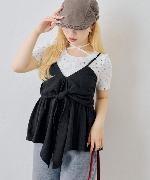 continuer de NICE CLAUP(コンティニューデナイスクラップ)の「フロントリボンキャミBL(シャツ/ブラウス・レディース・ホワイト系その他/オフホワイト/ブラック/ブラック系その他・FREE)」の3枚目の写真