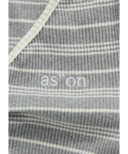 ASON(アズオン)の「BUMBLE STRIPE SHIRRING TEE / GRAY(Tシャツ/カットソー・レディース・その他・FREE)」の4枚目の写真