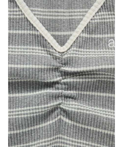 ASON(アズオン)の「BUMBLE STRIPE SHIRRING TEE / GRAY(Tシャツ/カットソー・レディース・その他・FREE)」の5枚目の写真
