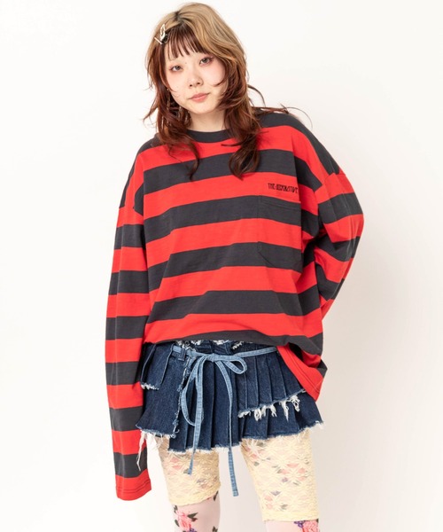 RNA(アールエヌエー)の「M2738 ボーダールーズロンT(Tシャツ/カットソー・レディース・パープル/スミクロ/ブラウン・MEDIUM)」の4枚目の写真