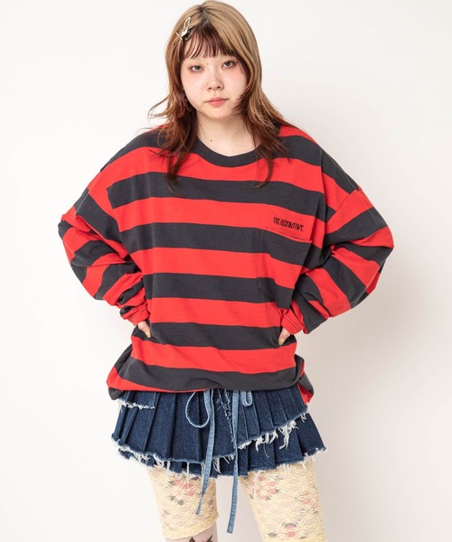 RNA(アールエヌエー)の「M2738 ボーダールーズロンT(Tシャツ/カットソー・レディース・パープル/スミクロ/ブラウン・MEDIUM)」の5枚目の写真