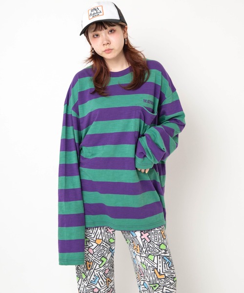 RNA(アールエヌエー)の「M2738 ボーダールーズロンT(Tシャツ/カットソー・レディース・パープル/スミクロ/ブラウン・MEDIUM)」の11枚目の写真