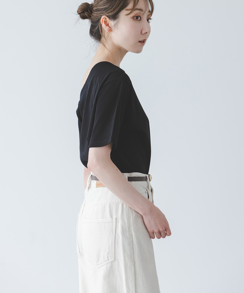 PROTAGONISTA（プロタゴニスタ）の「PROTAGONISTA/プロタゴ二スタ オフショルダーTシャツ（Tシャツ/カットソー・レディース・ブラウン/ブラック・FREE）」の13枚目の写真