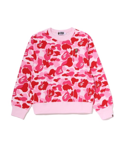 A BATHING APE(アベイシングエイプ)の「ABC CAMO COLLEGE CREWNECK SWEATSHIRT(スウェット・レディース・グリーン/ピンク/ブルー・SMALL/MEDIUM)」の1枚目の写真