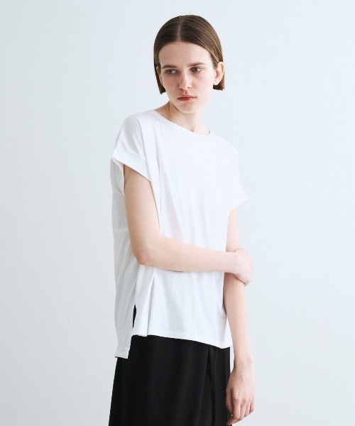 three dots(スリードッツ)の「ロングステープルヤーンTシャツ(Tシャツ/カットソー・レディース・ホワイト・SMALL)」の1枚目の写真