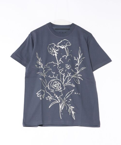 H.A.K(ハク)の「5.6オンスコットン天竺 エッジフローラ箔プリントTシャツ(Tシャツ/カットソー・レディース・ホワイト/レッド/ネイビー/ブラック・1/0)」の8枚目の写真