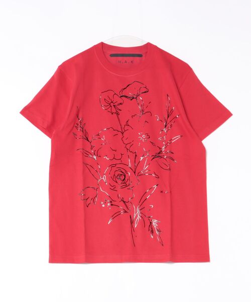 H.A.K(ハク)の「5.6オンスコットン天竺 エッジフローラ箔プリントTシャツ(Tシャツ/カットソー・レディース・ホワイト/レッド/ネイビー/ブラック・1/0)」の7枚目の写真