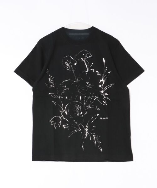 H.A.K(ハク)の「5.6オンスコットン天竺 エッジフローラ箔プリントTシャツ(Tシャツ/カットソー・レディース・ホワイト/レッド/ネイビー/ブラック・1/0)」の9枚目の写真