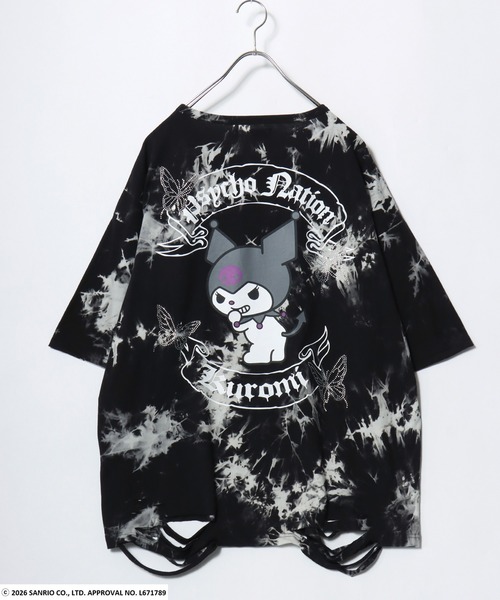 sanrio(サンリオ)の「クロミ バックプリント ダメージ ビッグTシャツ / ラインストーン オーバーサイズ ユニセックス(Tシャツ/カットソー・レディース・ブラック/ブラック系その他・44)」の2枚目の写真