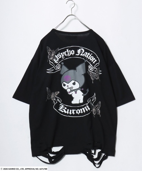 sanrio(サンリオ)の「クロミ バックプリント ダメージ ビッグTシャツ / ラインストーン オーバーサイズ ユニセックス(Tシャツ/カットソー・レディース・ブラック/ブラック系その他・44)」の1枚目の写真
