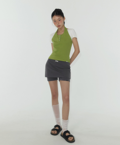 TWEE（トゥウィー）の「エト ヘンリーホルターネックスリーブレス（Tシャツ/カットソー・レディース・Beige/ダークグレー/オリーブ・SMALL/MEDIUM）」の15枚目の写真