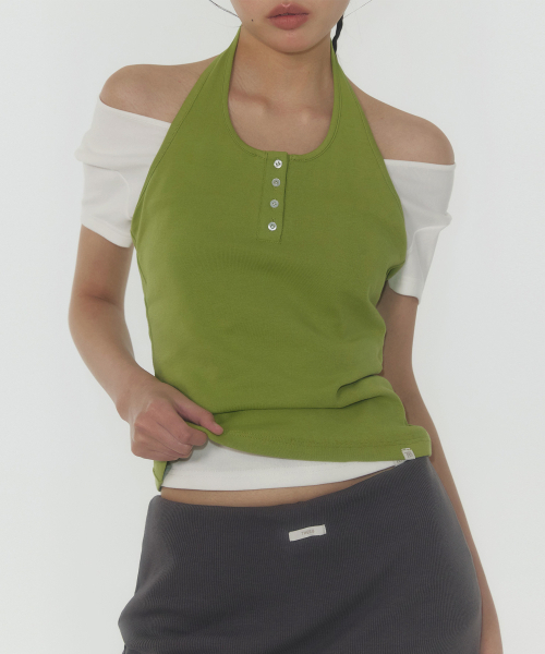 TWEE（トゥウィー）の「エト ヘンリーホルターネックスリーブレス（Tシャツ/カットソー・レディース・Beige/ダークグレー/オリーブ・SMALL/MEDIUM）」の16枚目の写真