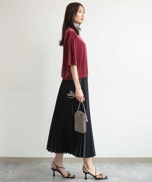 MK MICHEL KLEIN（エムケーミッシェルクラン）の「[洗える]シアーベロア 五分袖カットソー（Tシャツ/カットソー・レディース・ネイビー/ピンク/モカ/ボルドー・38）」の11枚目の写真