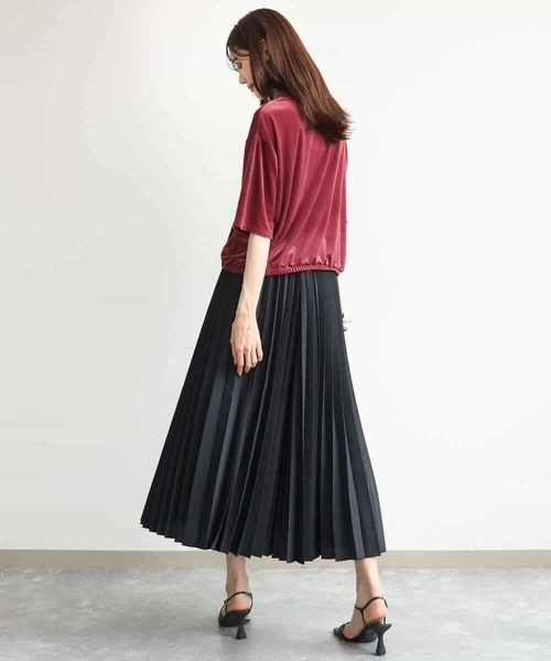 MK MICHEL KLEIN（エムケーミッシェルクラン）の「[洗える]シアーベロア 五分袖カットソー（Tシャツ/カットソー・レディース・ネイビー/ピンク/モカ/ボルドー・38）」の12枚目の写真
