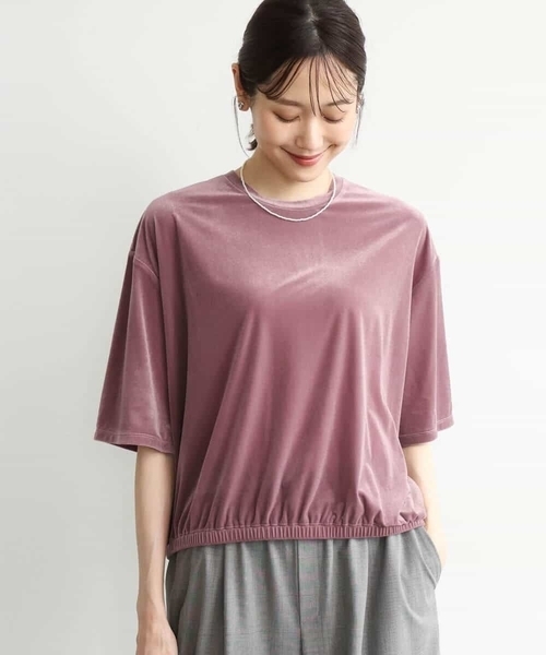 MK MICHEL KLEIN（エムケーミッシェルクラン）の「[洗える]シアーベロア 五分袖カットソー（Tシャツ/カットソー・レディース・ネイビー/ピンク/モカ/ボルドー・38）」の19枚目の写真
