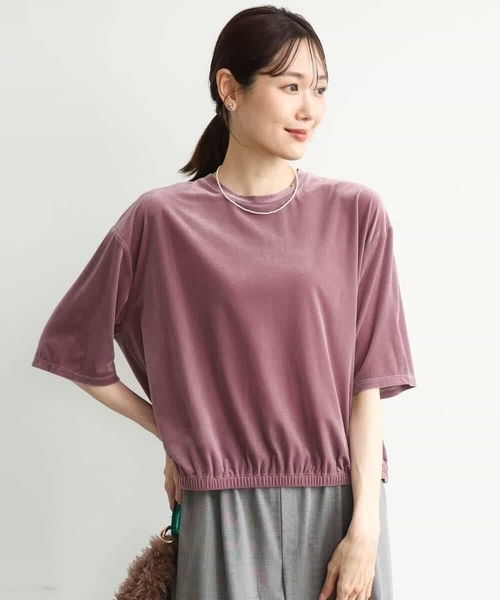 MK MICHEL KLEIN（エムケーミッシェルクラン）の「[洗える]シアーベロア 五分袖カットソー（Tシャツ/カットソー・レディース・ネイビー/ピンク/モカ/ボルドー・38）」の20枚目の写真