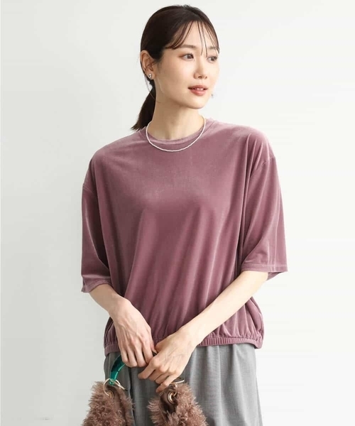 MK MICHEL KLEIN（エムケーミッシェルクラン）の「[洗える]シアーベロア 五分袖カットソー（Tシャツ/カットソー・レディース・ネイビー/ピンク/モカ/ボルドー・38）」の21枚目の写真
