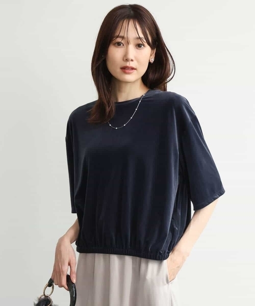 MK MICHEL KLEIN（エムケーミッシェルクラン）の「[洗える]シアーベロア 五分袖カットソー（Tシャツ/カットソー・レディース・ネイビー/ピンク/モカ/ボルドー・38）」の22枚目の写真