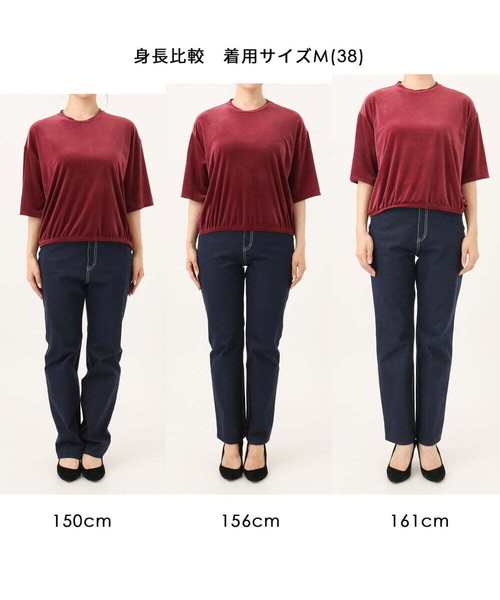 MK MICHEL KLEIN（エムケーミッシェルクラン）の「[洗える]シアーベロア 五分袖カットソー（Tシャツ/カットソー・レディース・ネイビー/ピンク/モカ/ボルドー・38）」の5枚目の写真