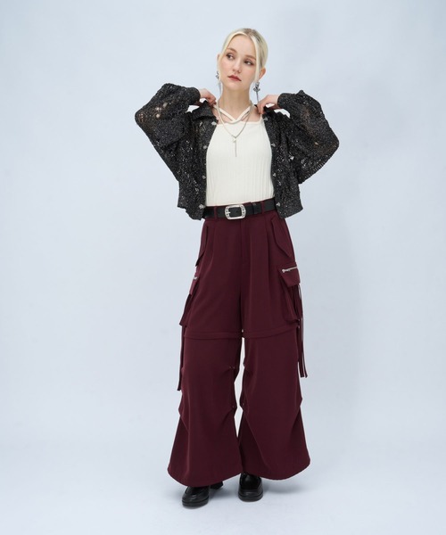 HARE（ハレ）の「チャイナスカシアミシャツカーディガン(HARE)（カーディガン/ボレロ・レディース・グリーン/ブラック・FREE）」の4枚目の写真