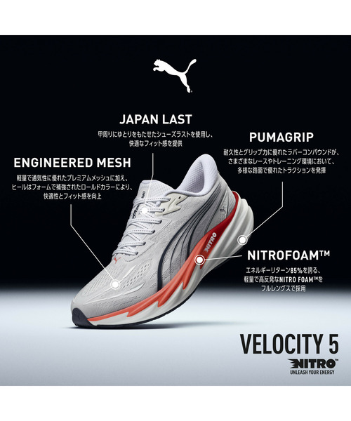 PUMA(プーマ)の「PUMA プーマ メンズ ヴェロシティ ニトロ 5 ランニングシューズ(スニーカー・メンズ・ホワイト×グレー/レッド/ブラック×ホワイト/ミント/ホワイト×シルバー/レッド系その他3・26.0cm/26.5cm/27.0cm/27.5cm/25.5cm/28.5cm/29.0cm/28.0cm/25.0cm)」の8枚目の写真