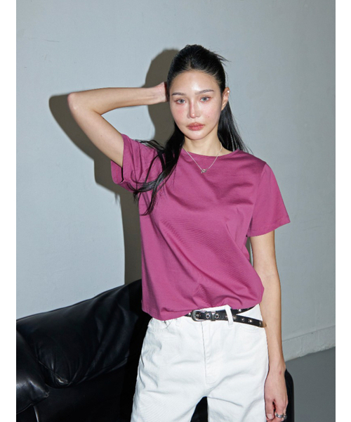 MORVE13(モルブ13)の「アセンティックシルケットTシャツ(Tシャツ/カットソー・レディース・サンドベージュ/ピンク/アイボリー/ブラック/ネイビー/ブラウン系その他・SMALL/MEDIUM)」の8枚目の写真