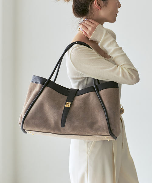 AULENTTI(オウレンティ)の「AULENTTI/オウレンティ 金具付きスウェードトートBAG(トートバッグ・レディース・ベージュ/ブラウン・FREE)」の2枚目の写真