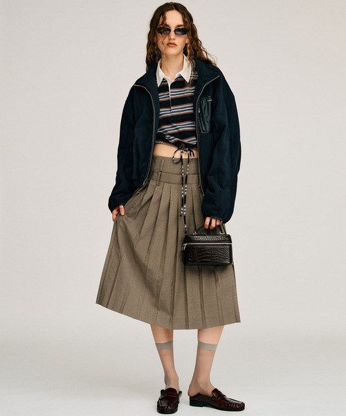 PRANK PROJECT（プランクプロジェクト）の「【2026Autumn Pre-Order】ダブルウエストプリーツスカート / Double-Waist Pleated Skirt（スカート・レディース・ブラウン/ネイビー/ベージュ・38/36）」の7枚目の写真