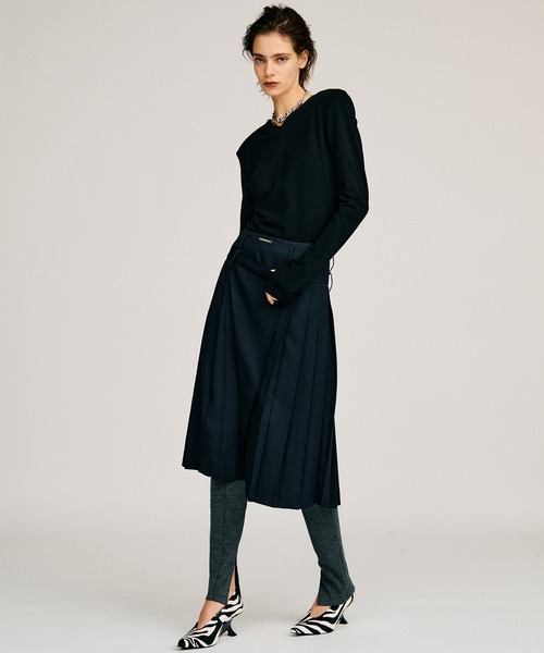 PRANK PROJECT（プランクプロジェクト）の「【2026Autumn Pre-Order】ダブルウエストプリーツスカート / Double-Waist Pleated Skirt（スカート・レディース・ブラウン/ネイビー/ベージュ・38/36）」の8枚目の写真