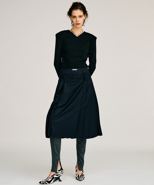 PRANK PROJECT（プランクプロジェクト）の「【2026Autumn Pre-Order】ダブルウエストプリーツスカート / Double-Waist Pleated Skirt（スカート・レディース・ブラウン/ネイビー/ベージュ・38/36）」の9枚目の写真