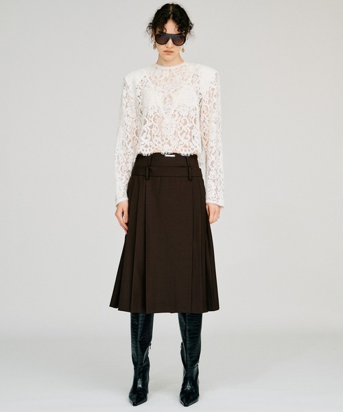 PRANK PROJECT（プランクプロジェクト）の「【2026Autumn Pre-Order】ダブルウエストプリーツスカート / Double-Waist Pleated Skirt（スカート・レディース・ブラウン/ネイビー/ベージュ・38/36）」の12枚目の写真