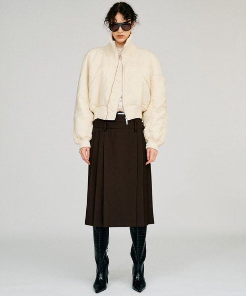 PRANK PROJECT（プランクプロジェクト）の「【2026Autumn Pre-Order】ダブルウエストプリーツスカート / Double-Waist Pleated Skirt（スカート・レディース・ブラウン/ネイビー/ベージュ・38/36）」の10枚目の写真